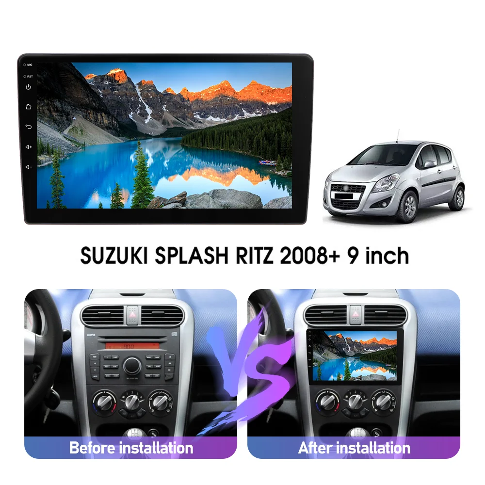 Eunavi Android Auto GPS Navigation for SUZUKI SPLASH RITZ 2008+ Carplay 4G Head unit Car Radio Multimedia Player 2 din 2din