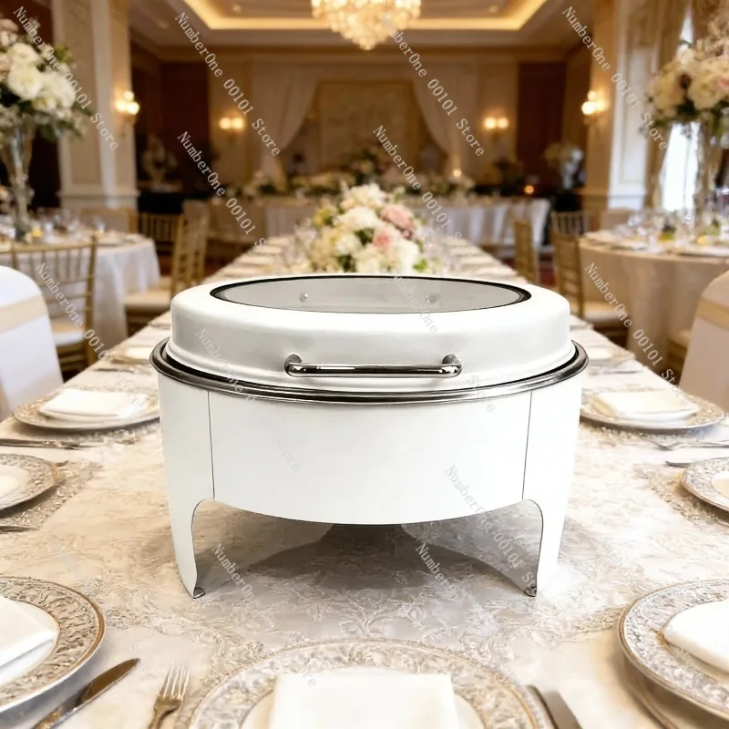 Stainless Steel Chafing Dish, Alcohol Heating Buffet Server with Hydraulic Glass Lid, Large Capacity Bain Marie for Catering