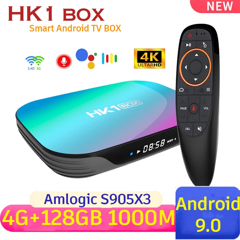 HK1 BOX 8K 4GB 32GB 64GB 128GB Smart TV Box Amlogic S905X3 Android 9.0 Support 1000M 4K BT 5G Dual Wifi Media Player Set Top Box