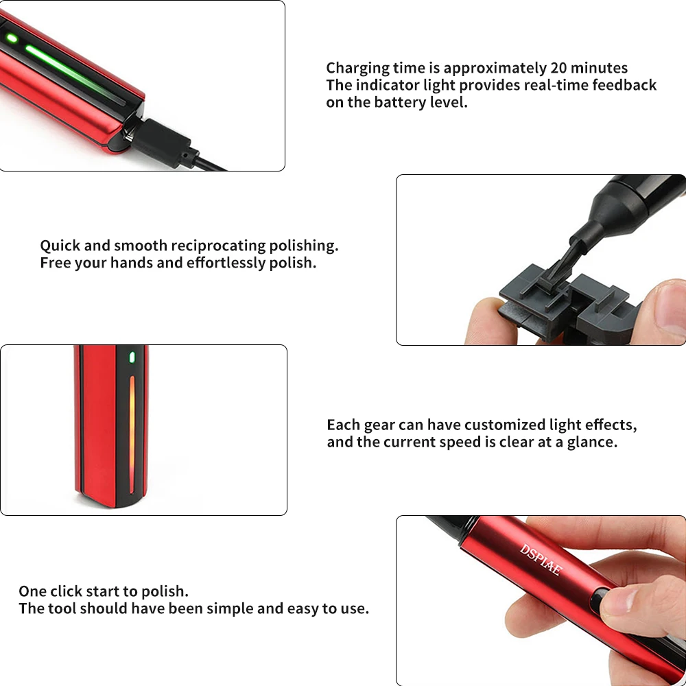 Electric Sander Grinding Pen for Model Mini Reciprocating Polishing Sanding Machine with Three Speed Adjustments USB Charging