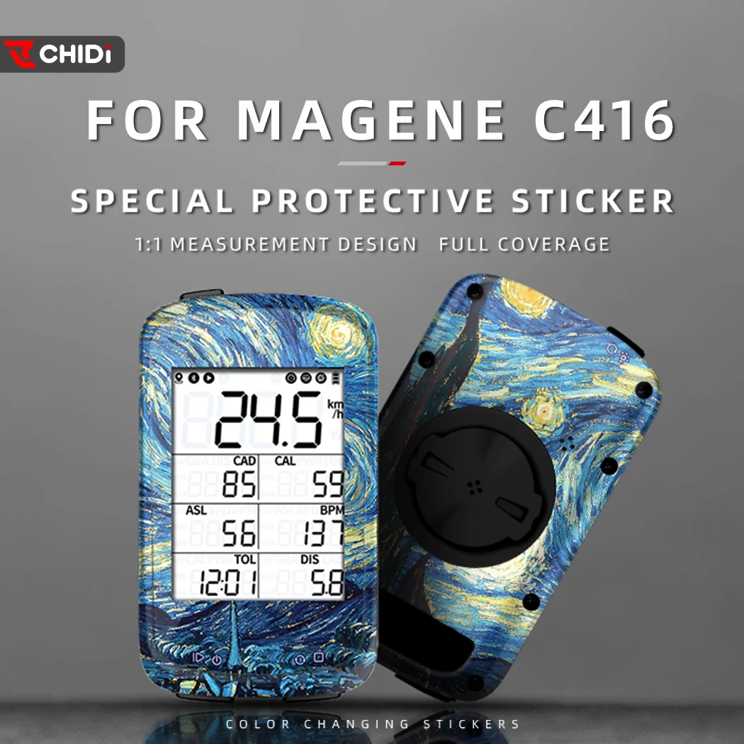 Suitable for Magene C416 bike computer stickers, color-changing decals for bicycle computers, waterproof protective film