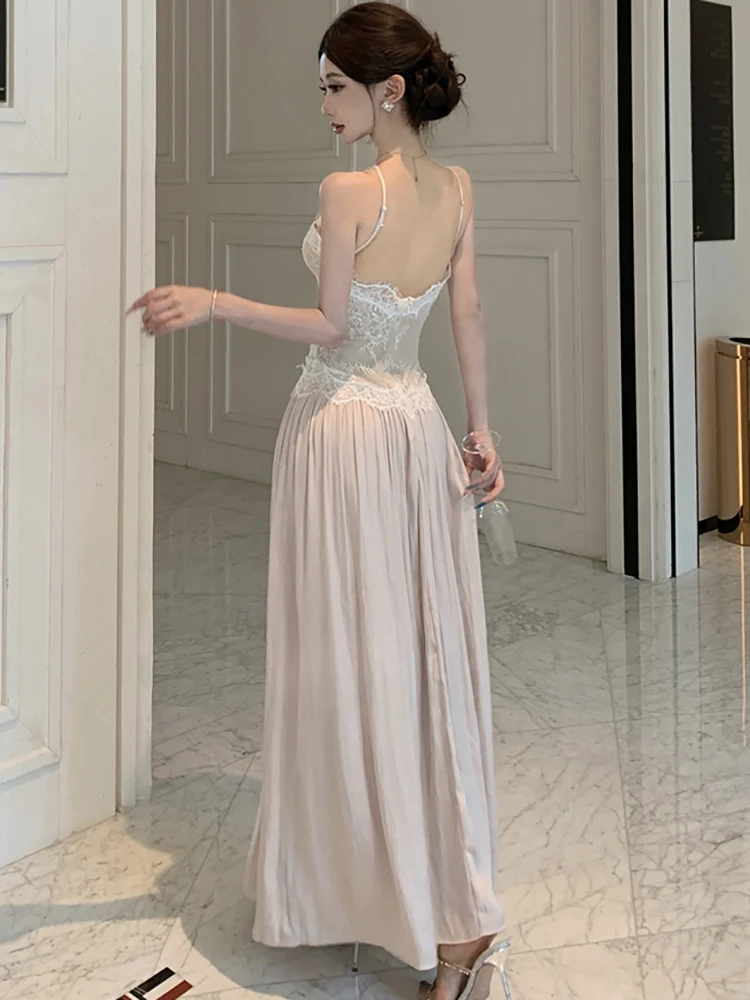 2025 mode Patchwork Spitze Jacquard Neck-montiert Kleid Frauen Elegante Bodycon Sexy Kleid Frühling Sommer Koreanische Luxus Nacht Kleid