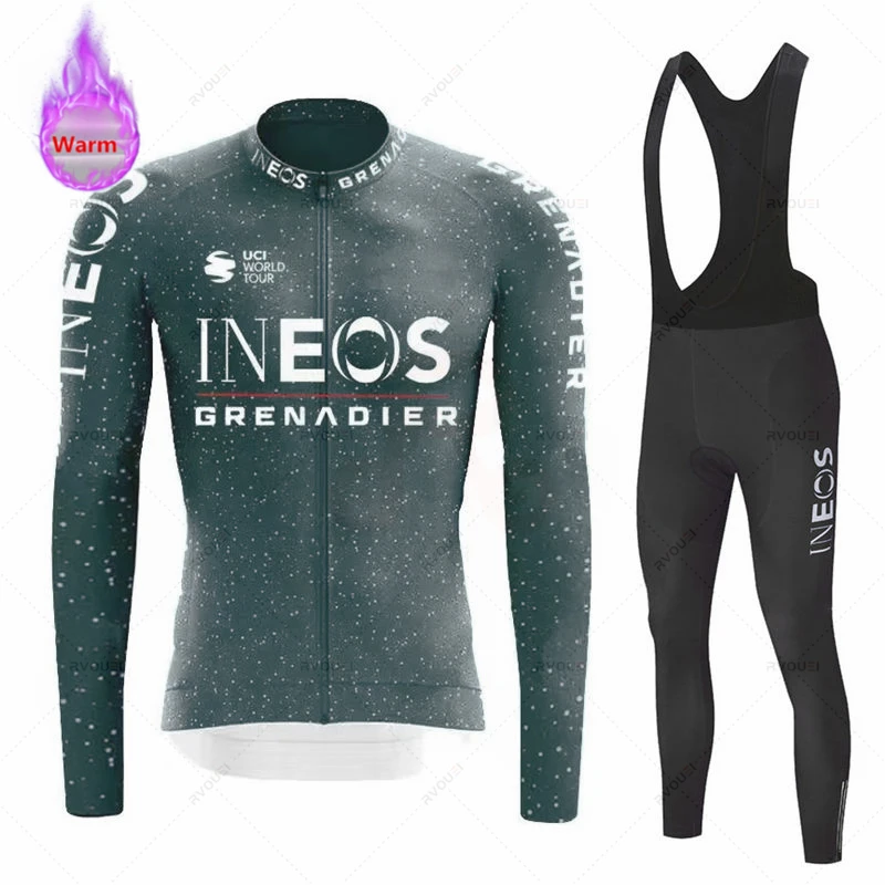 New Ineos Grenadier Team Winter Cycling Clothing Thermal Fleece Bicycle Jersey Set MTB Clothes Road Bike Uniforme Ropa Ciclismo