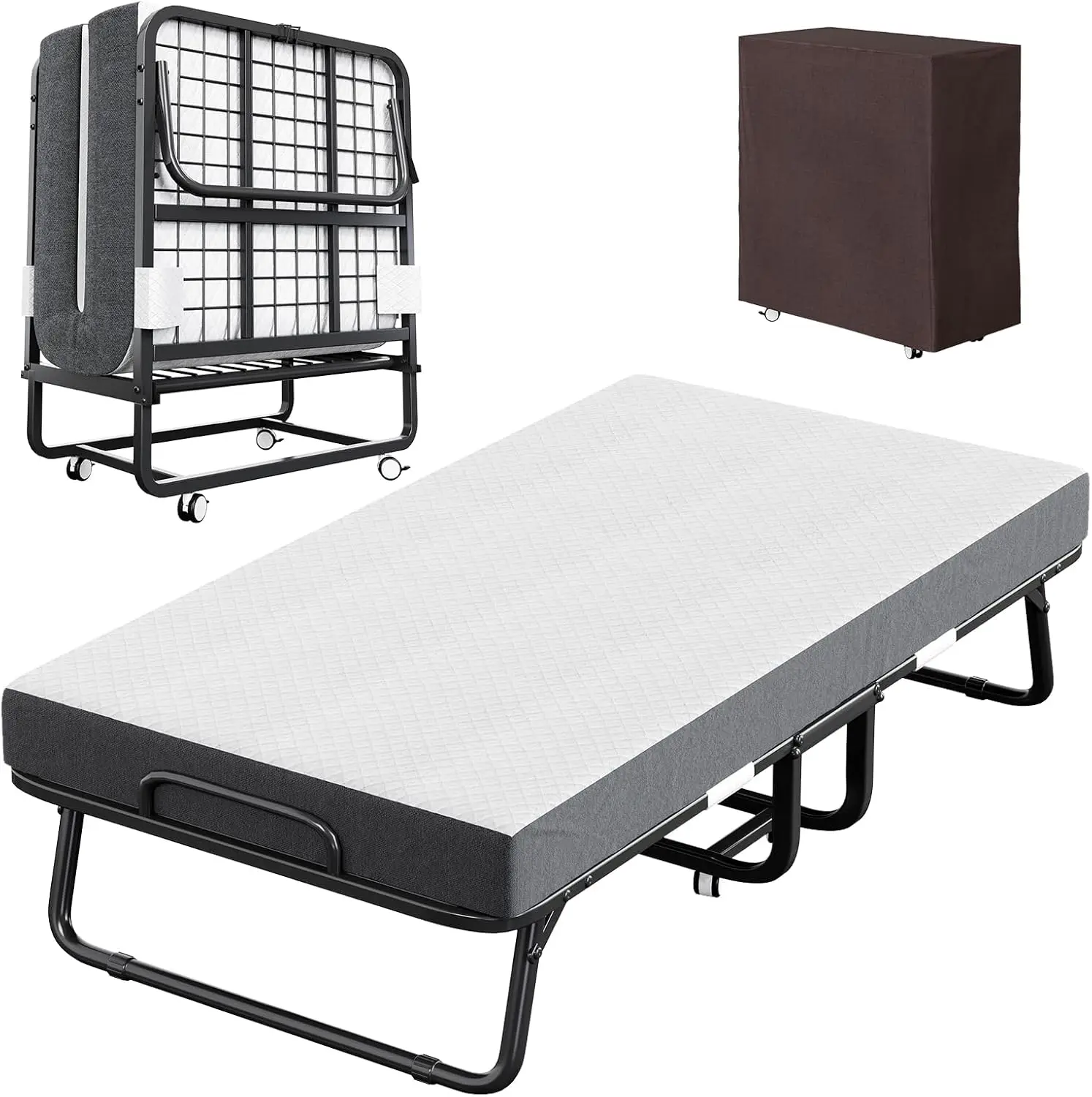 CAIYUN Folding Bed with Mattress and Storage Cover - 75