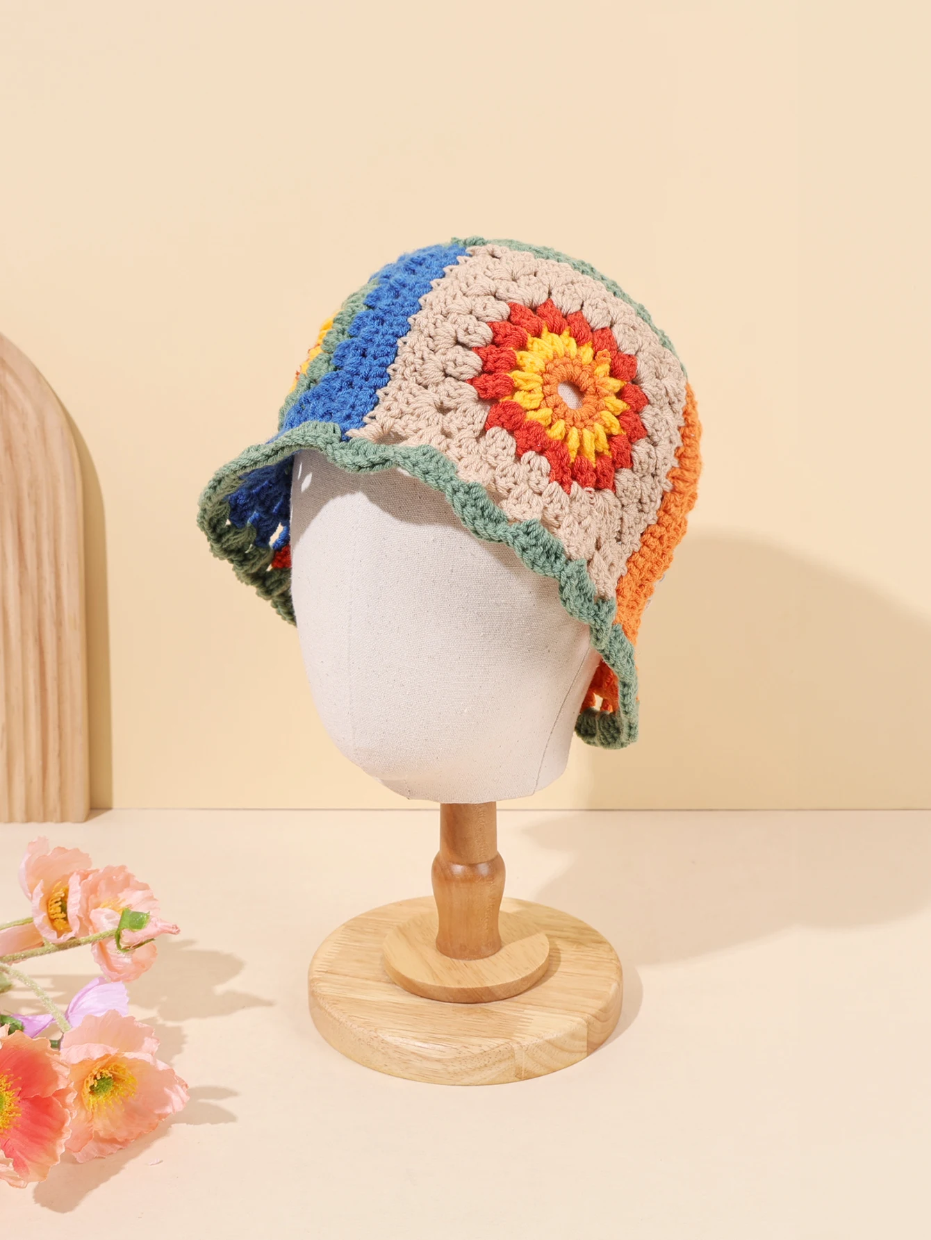 1PCAالخريف/الشتاء الدافئة الجوف اليدوية محبوك قبعة المرأة صياد قبعة خليط النمط الوطني محبوك حوض قبعة #2