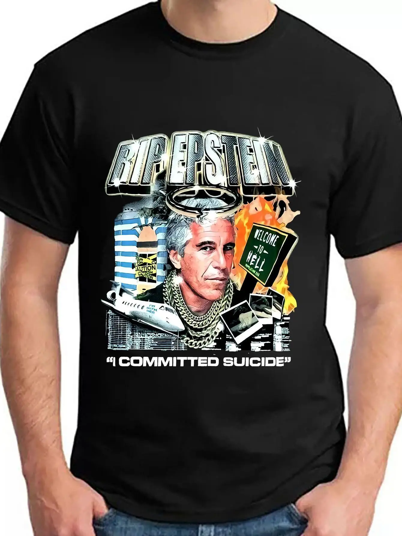 

Sam Hyde Rip Epstein Humorous Graphic T-Shirt for Men - 100% Cotton Casual Fit