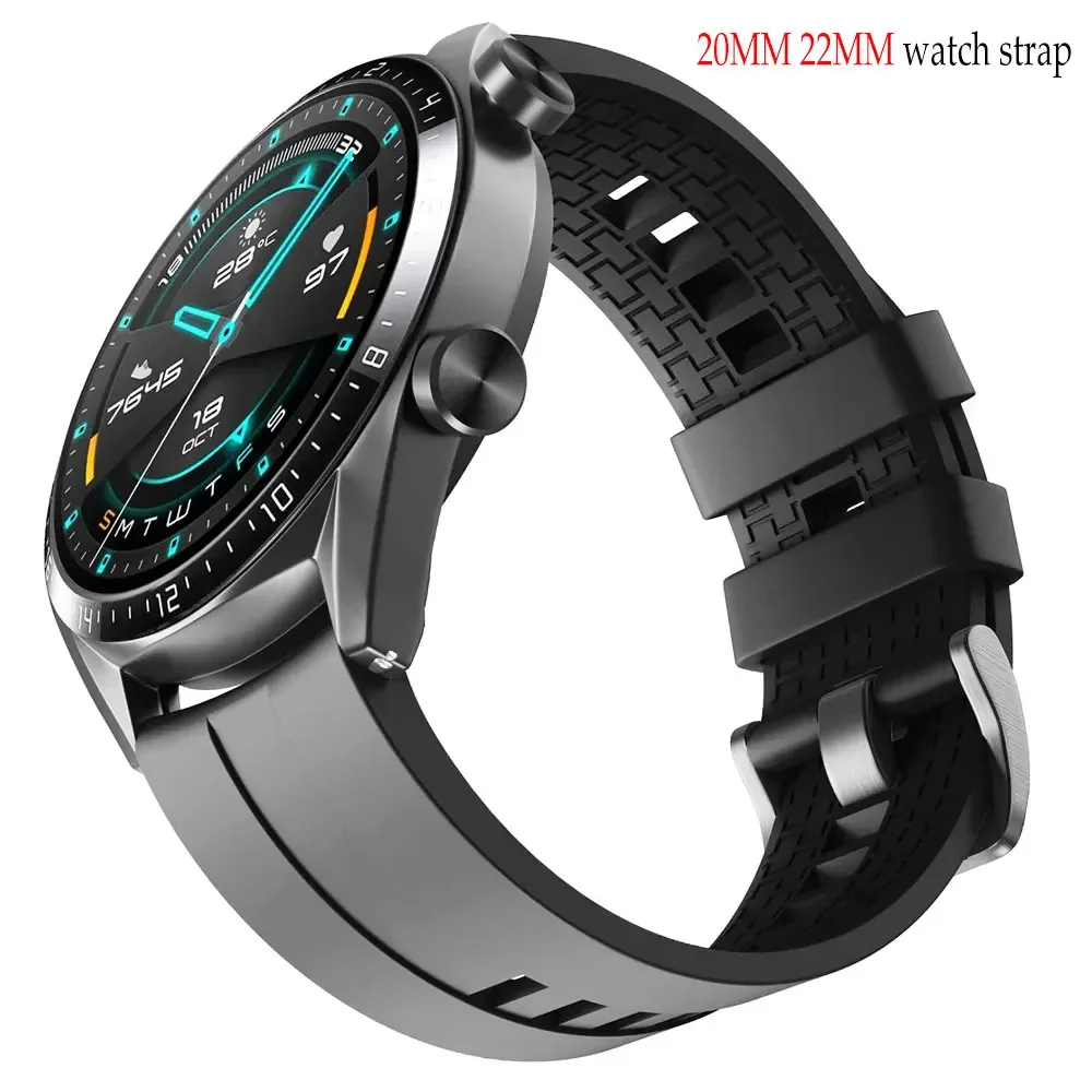 Bracelet de montre en silicone pour Samsung Galaxy Watch 6, 5, Pro 4/6, Classic, Active 2, Huawei GT 4-3-pro-2-2e Strap, 20mm, 22mm