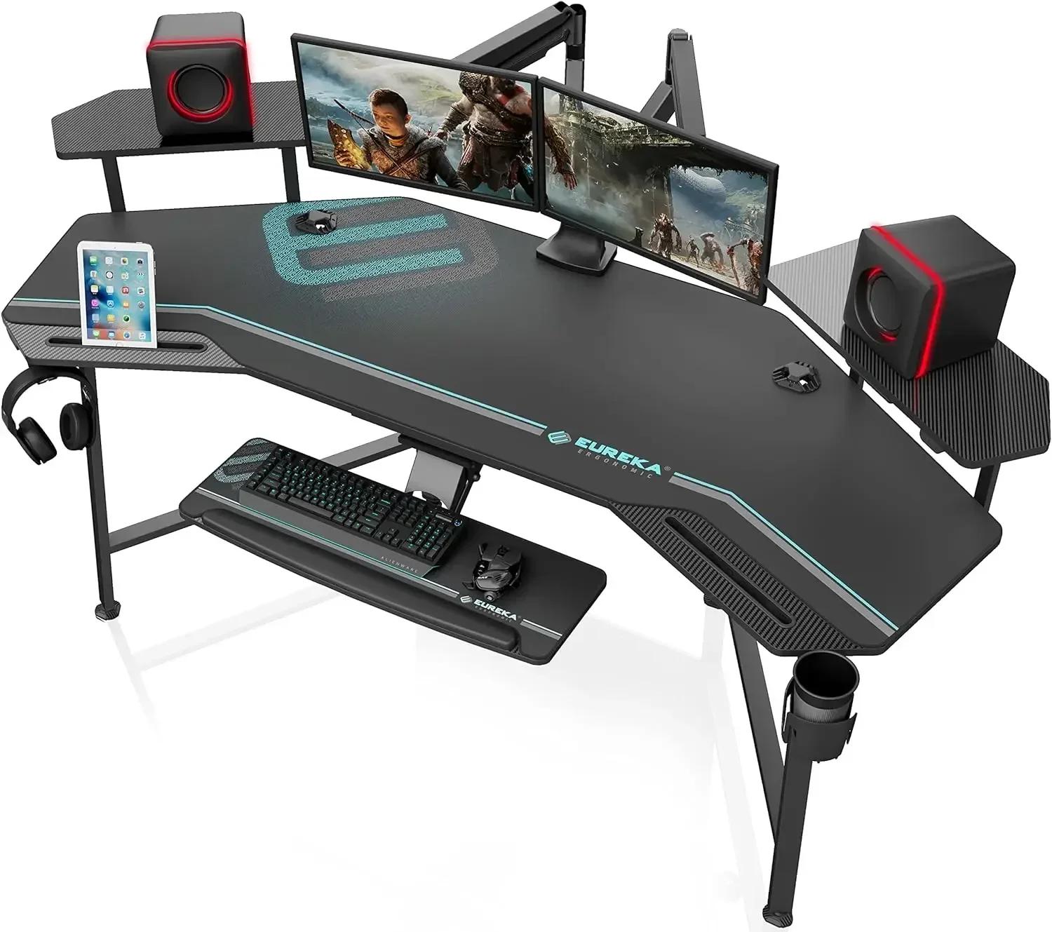 Gaming Desk with Led Lights, 72