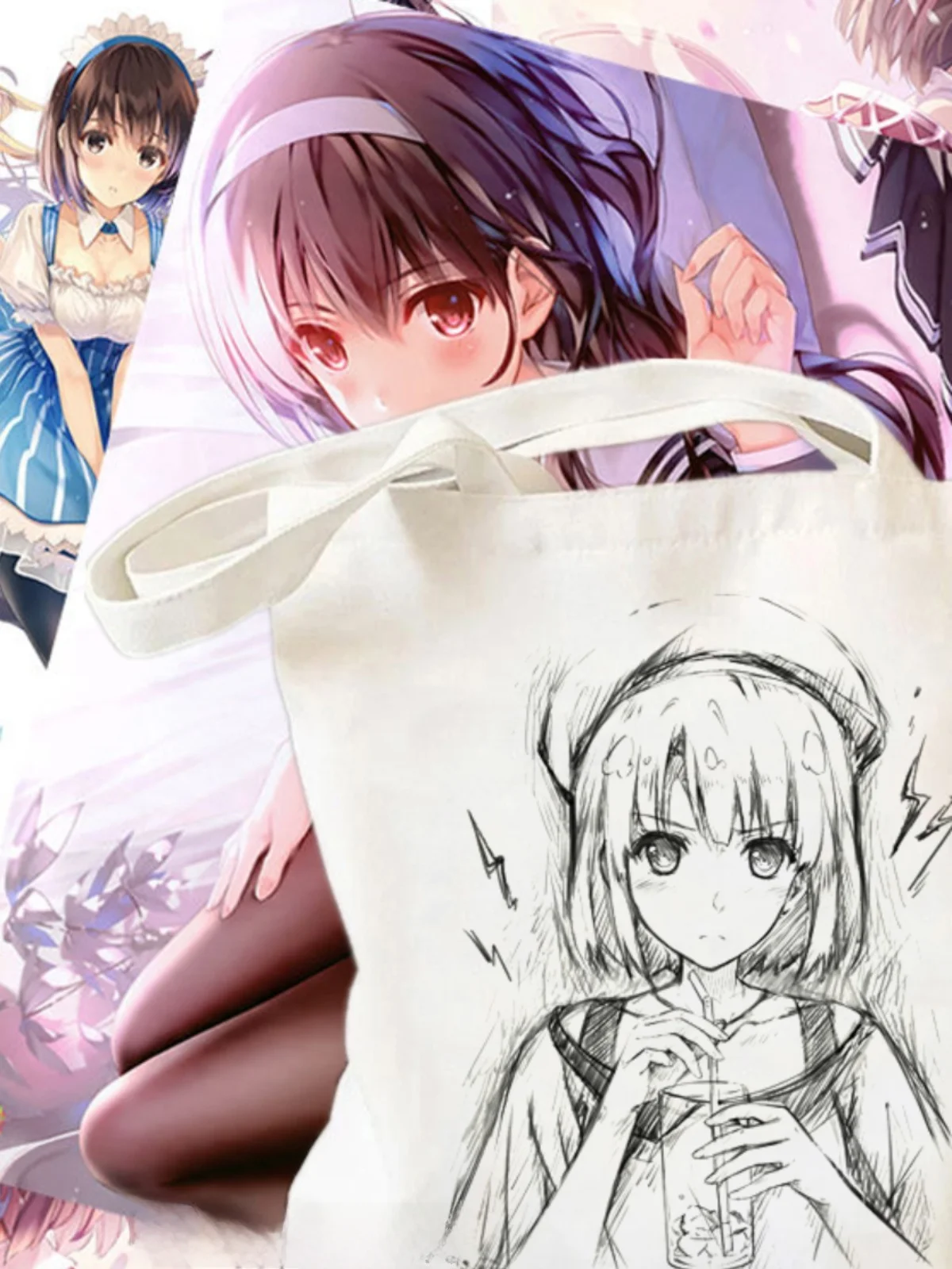 

Холщовая сумка в стиле аниме, сумка на одно плечо, переноска для книг, мультяшная тема, уличная дорожная школьная универсальная сумка ручной работы