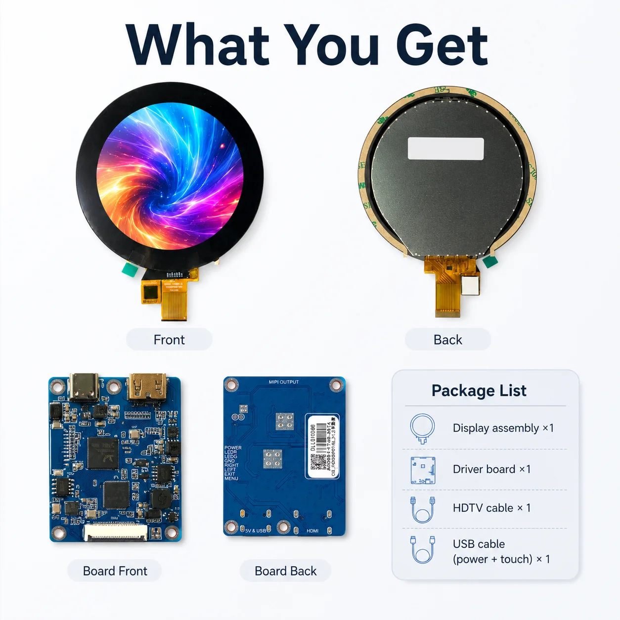 LESOWN 3.4 inch 800x800 Square Touch Monitor Panel Kit GX-H2M30P8118 miniHDTV No Driver Needed for PC Water Cooling