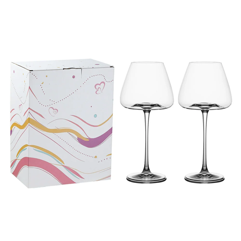 720ml Crystal Burgundy Wine Glass Set Modern Fluted Design Dishwasher Safe for Red Wine Tasting Home Bar Gift Box