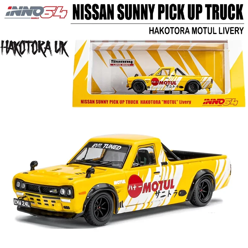 INNO 1/64 NISSAN SUNNY PICK UP TRUGK HAKOTORA MOTUL LIVERY Alloy Toy Motor Vehicle Diecast Metal Model Gifts