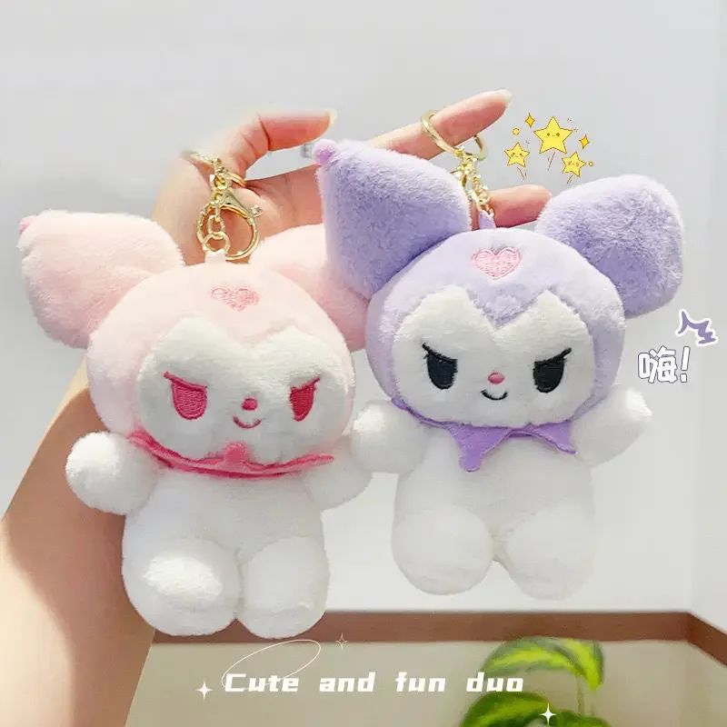 Sanrio Kuromi Cartoon Anime Plush Doll Keychain Pendant Cute Bag Pendant Car Keychain Claw Machine Creative Gift Wholesale