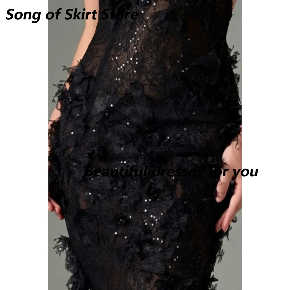Modisches Ballkleid, maßgeschneidert, ärmellos, mit Spitzenapplikationen, Perlen, Meerjungfrauen-Stil, bodenlang, für besondere Anlässe – Detail 5