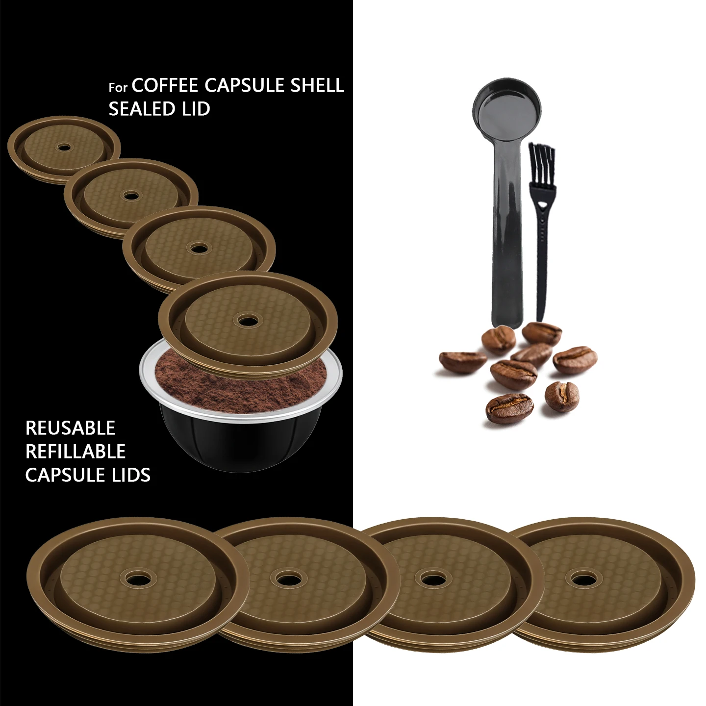 Tapa reutilizable para cápsulas, cápsulas Nespresso recargables, cubierta de silicona reutilizable para Nespresso Vertuoline y Vertuo