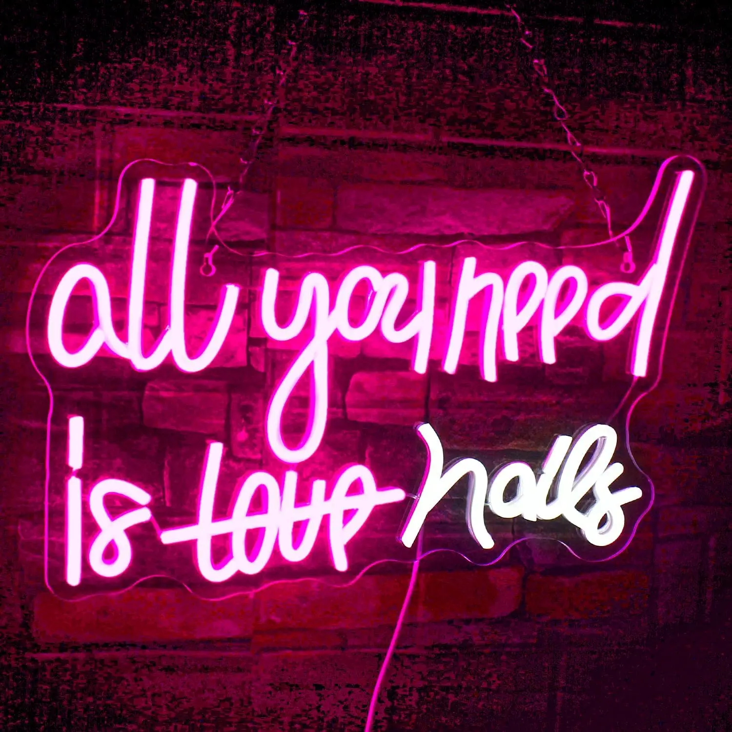 

All You Need is Nails Neon Sign Pink Led Signs USB Powered for Girls Room Beauty Shop Nails Room Wall Decor Gift for Girls