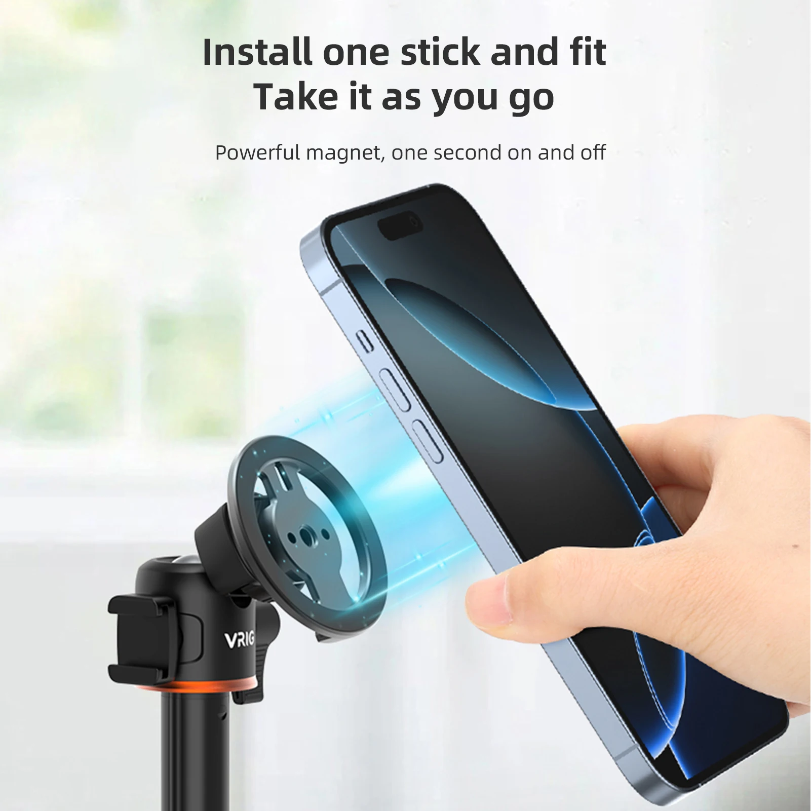 Portable Magnetic Phone Tripod Mount Phone Mount Phone Holder with 1/4 Inch Thread for iPhone 16/15/14/13/12 Android Phones