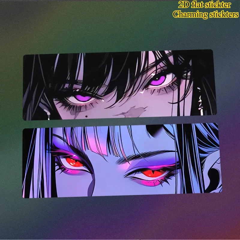 2D Flat Reflective Anime Killing Eyes Waterproof Vinyl Sticker Car Motorcycle Fuel Tank Window SUV Vehicle Decal
