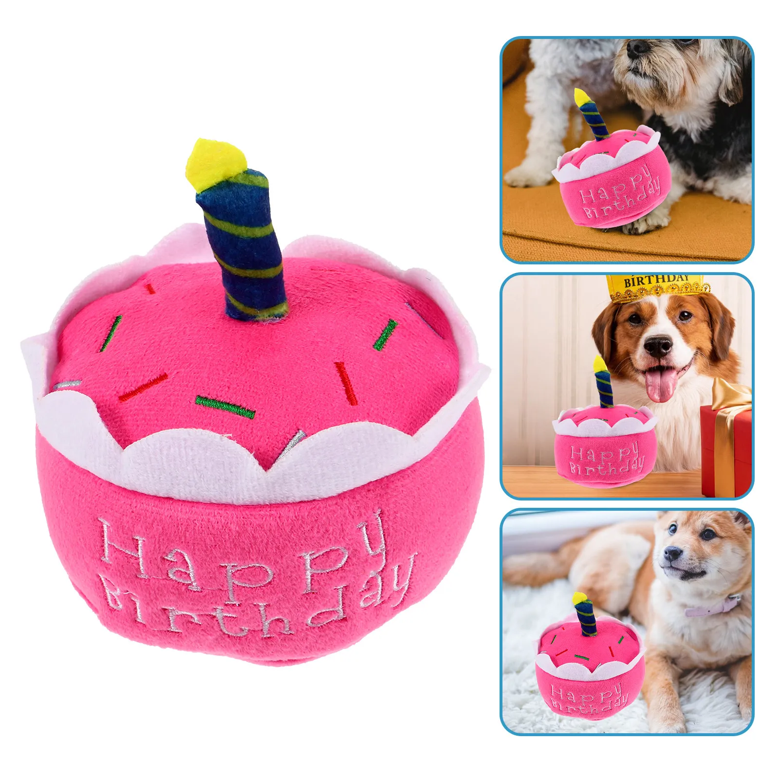 

Игрушка для собак в форме торта с пищалкой для подарка на день рождения и украшения вечеринки, способствует здоровью зубов, стимулирует активную игру, мягкая игрушка-торт
