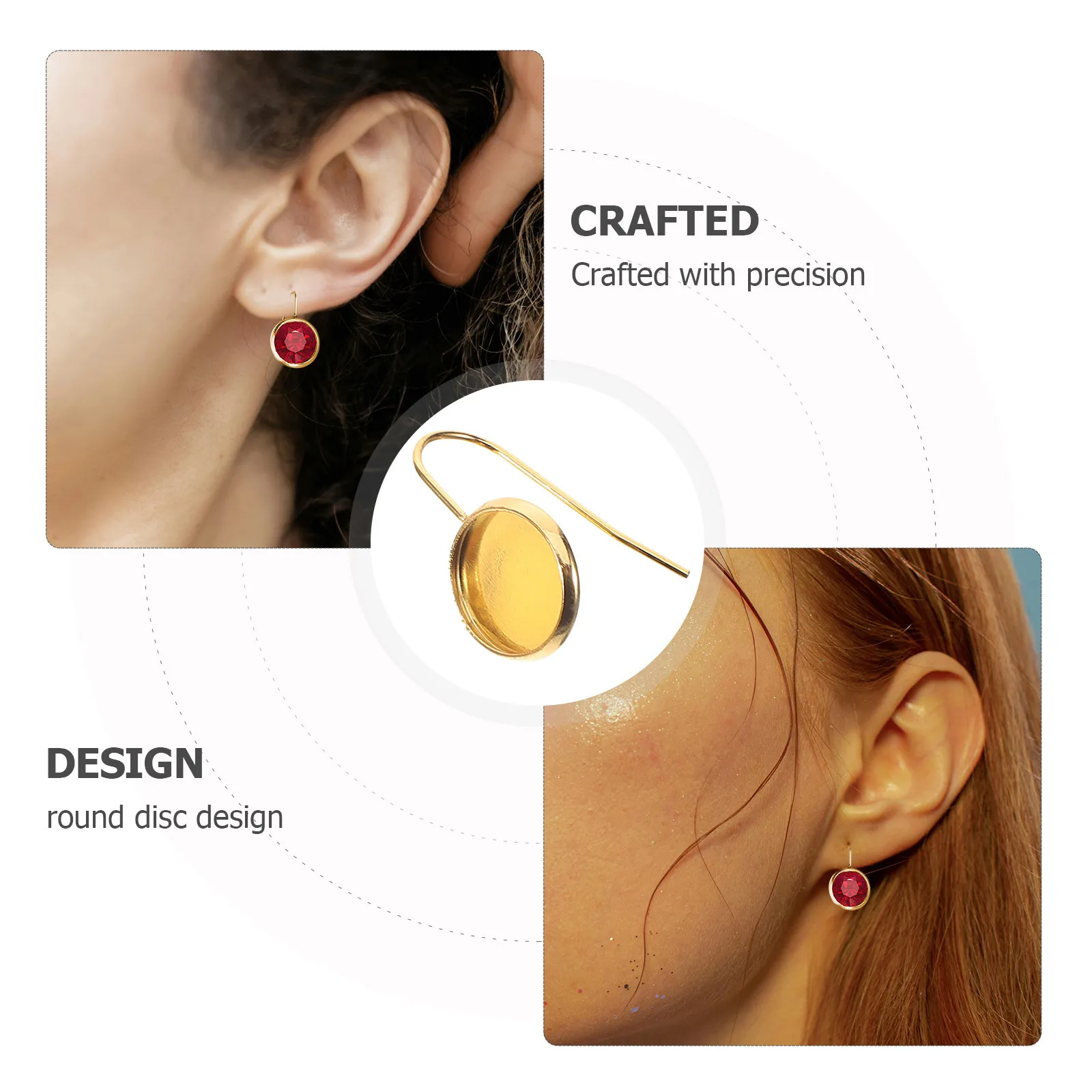 

10pcs Ear Hook Welding Tray Round Disc Bezel Base For Diy Earrings Jewelry Making Pendant Tray Metal Findings Craft Supplies