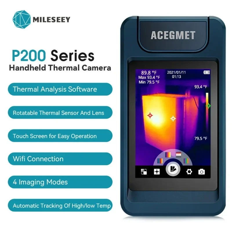 Mileseey P200 Thermal Image 240*180 3.5 Inch Touch Screen Automatic Track High/Low Temp Rotatable Camera IP54 Rechargeable