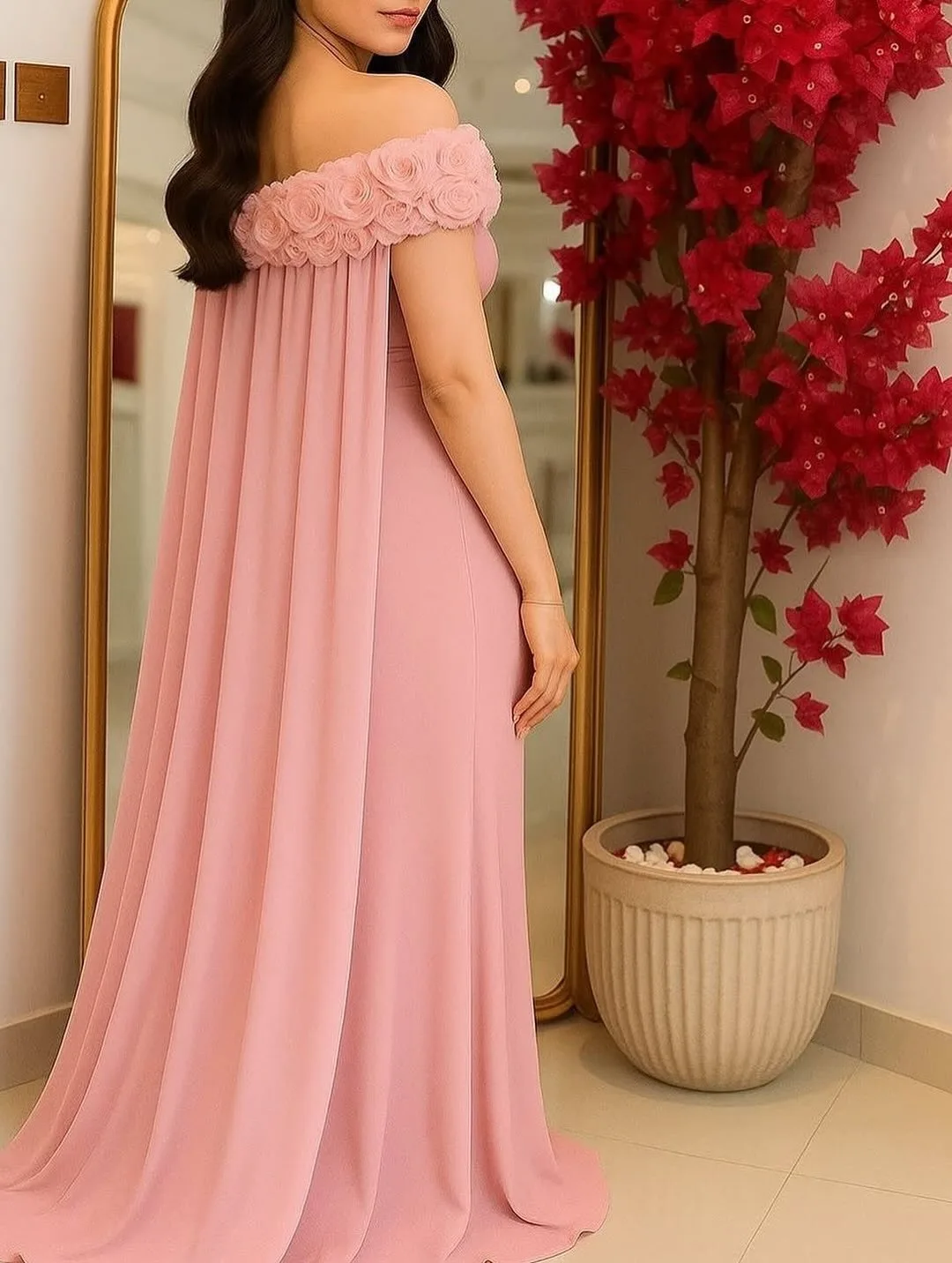 شيفون حورية البحر فساتين لحضور الحفلات الموسيقية 2025 زهور يدوية فساتين سهرة عربية سعودية فساتين مناسبة للنساء فيستدوس أنيقة