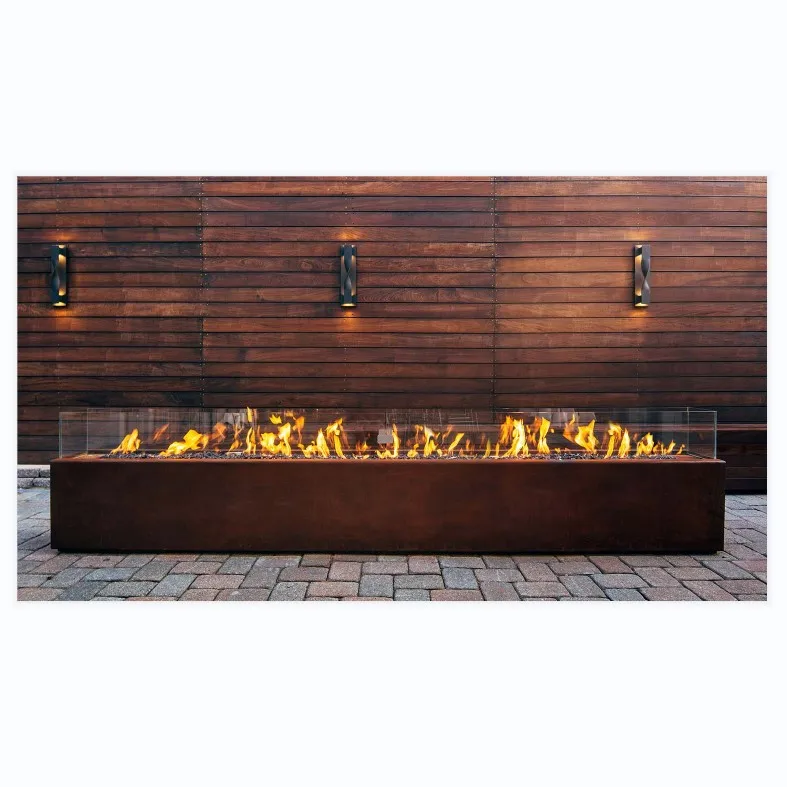 

New Design Firepit Glass Fireplace Corten Steel Gas Fire Pit
