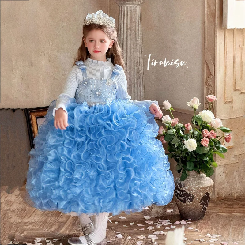 Girls' Formal Dress Princess Gown2025New High-End Fashion Show Children's Light Luxury Niche Stunning Birthday Puffy Dress Autum