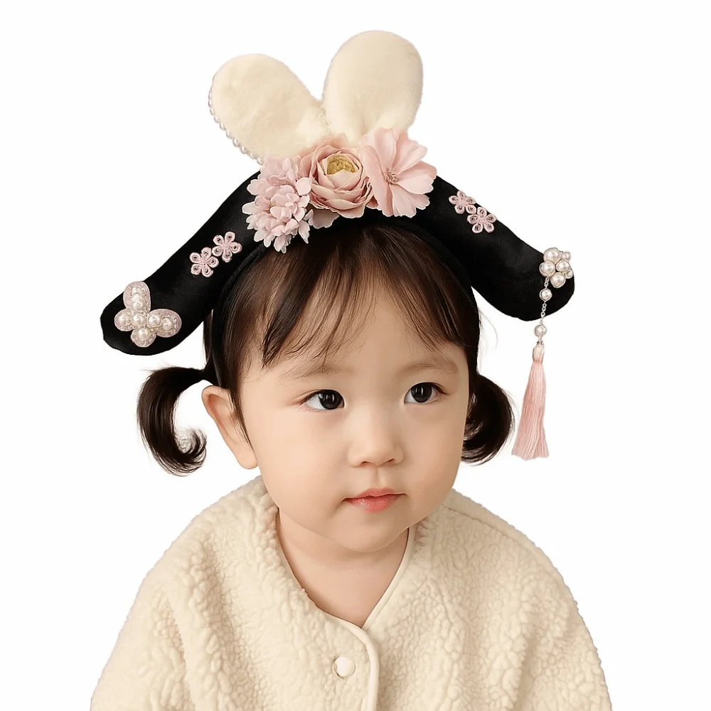 

Traditional Rhinestone Ancient Style Headwear Cloth Flower Hanfu Hair Hoop Tassel Pearl Chinese Style Headband Women