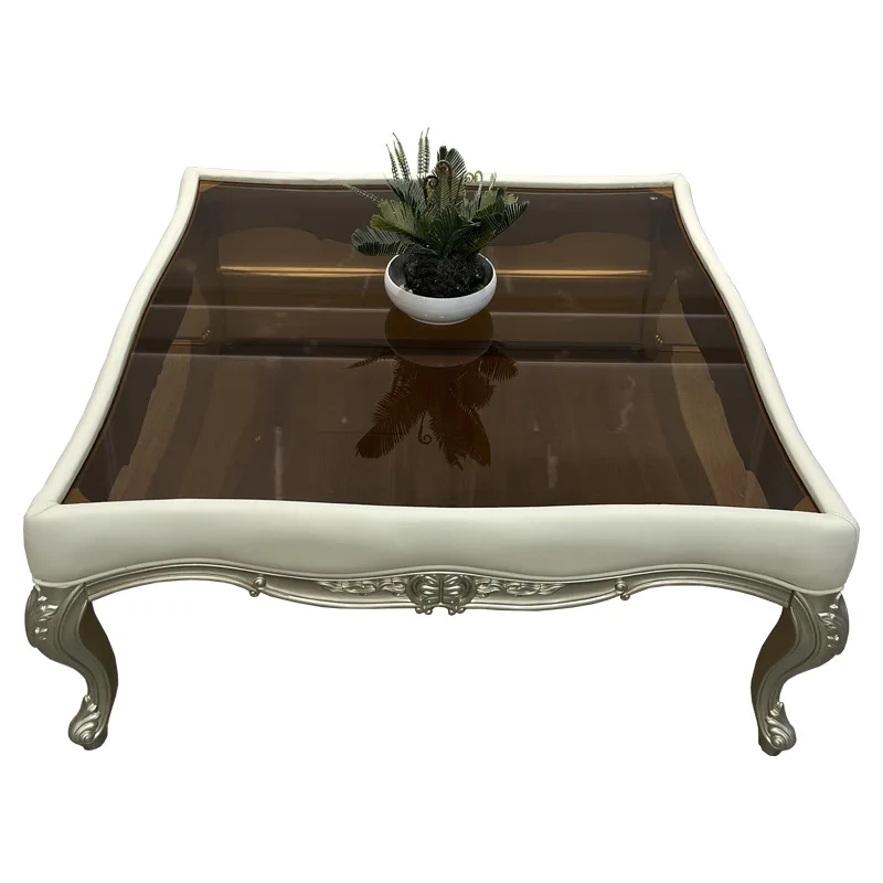

American court style light luxury solid wood living room neoclassical carved coffee table