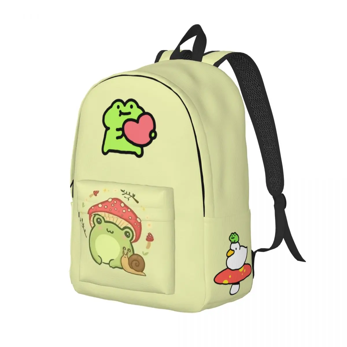 Zaino Kawaii anatra e rana per ragazzo ragazza bambini studente scuola Bookbag Cute Mushroom Daypack borsa primaria prescolare all'aperto