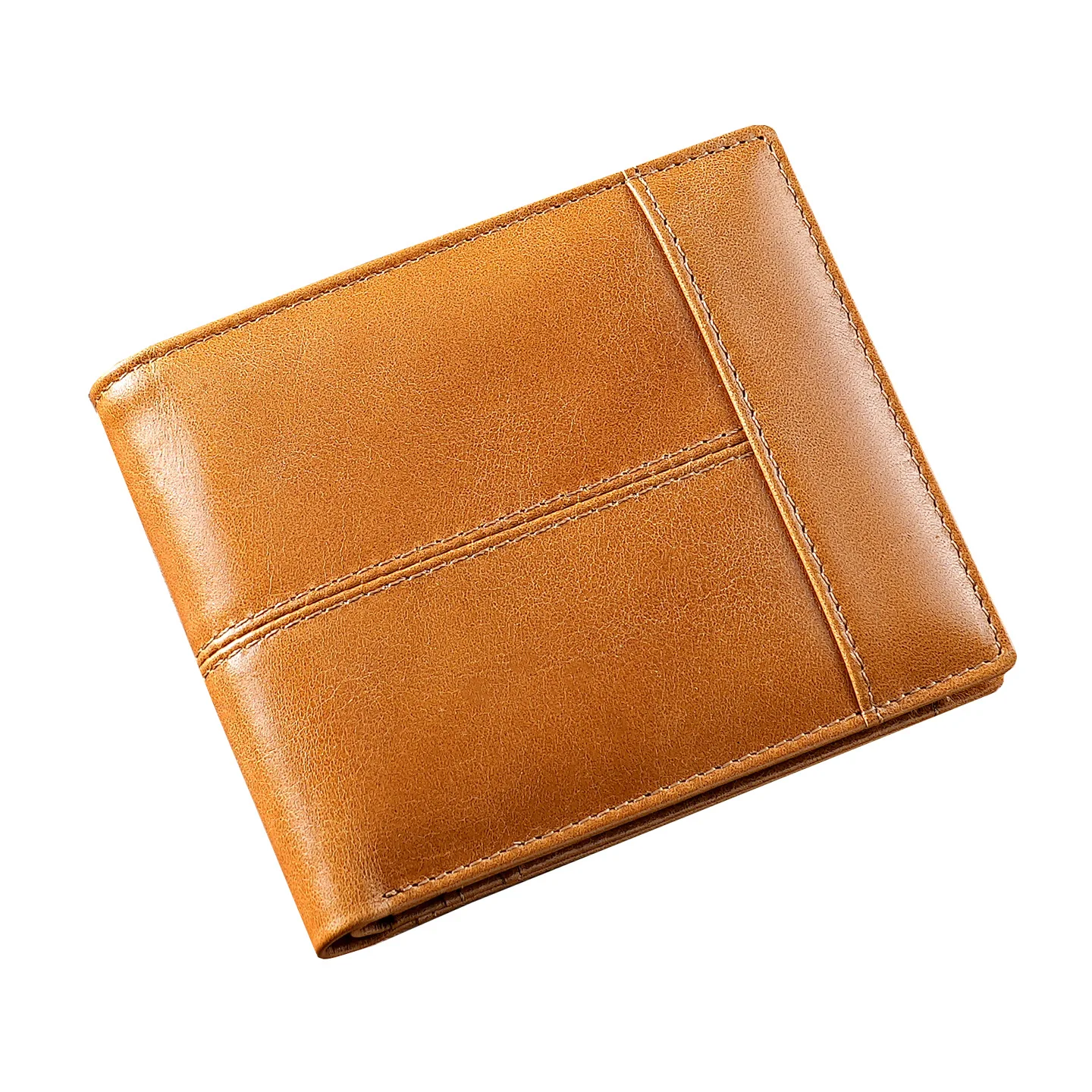 RFID Blocking Waxed Leather Men's Wallet - Anti-Theft Slim Bifold with Magnetic Card Slot, Top Grain Leather