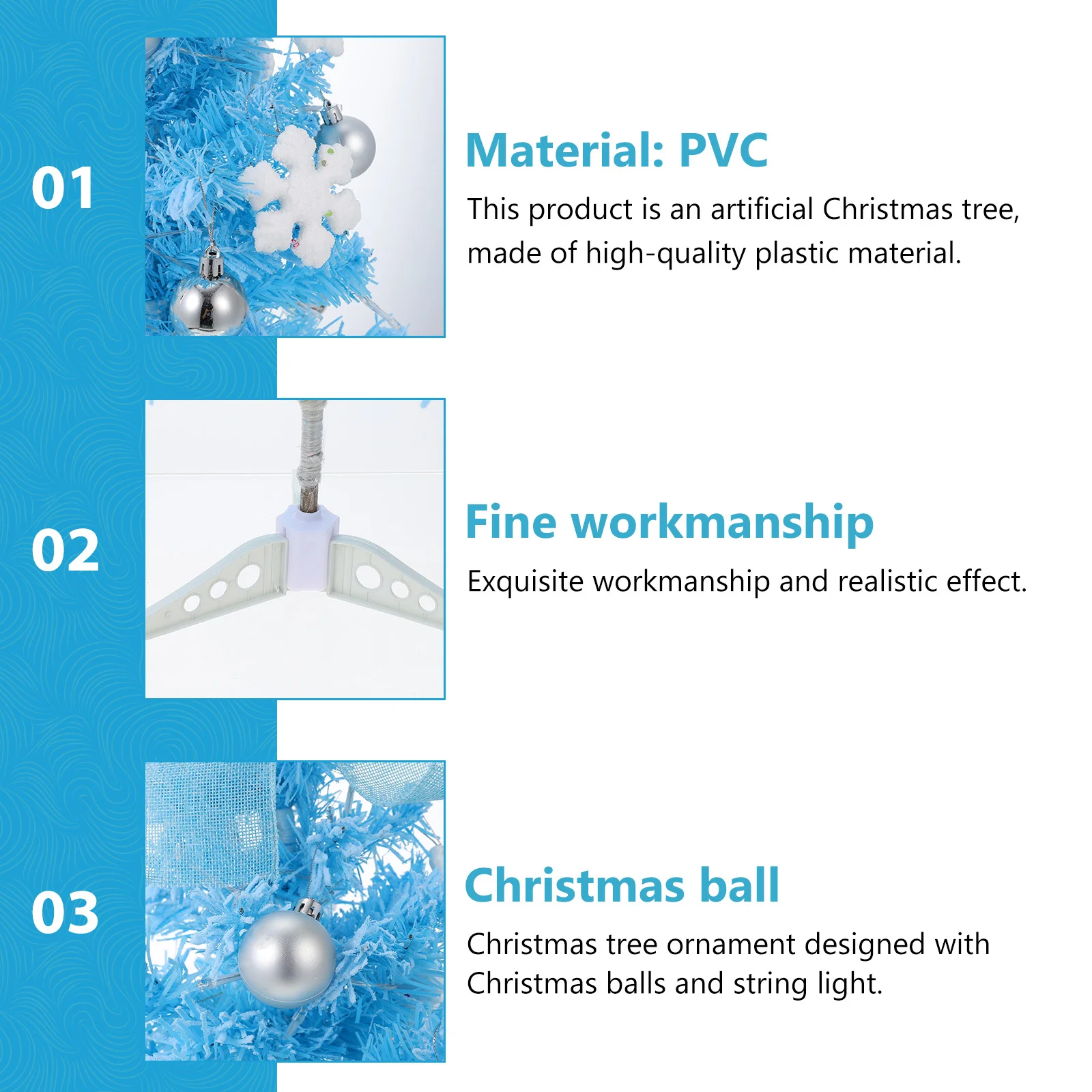

Decoration Mini Christmas Tree Set Artificial Craft Small Blue Pvc Tabletop with Lights