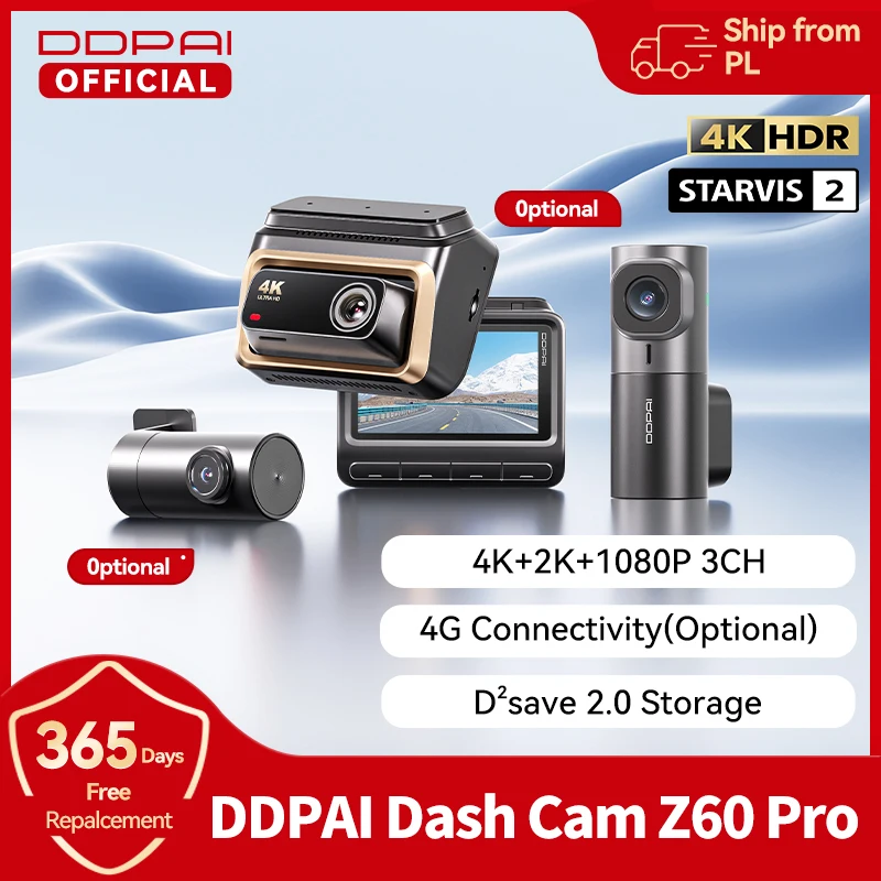 2025 neue DDPAI 4K Dash Cam Z60 Pro Unterstützung Vorne und Hinten Innen Auto Kamera SONY STARVIS2