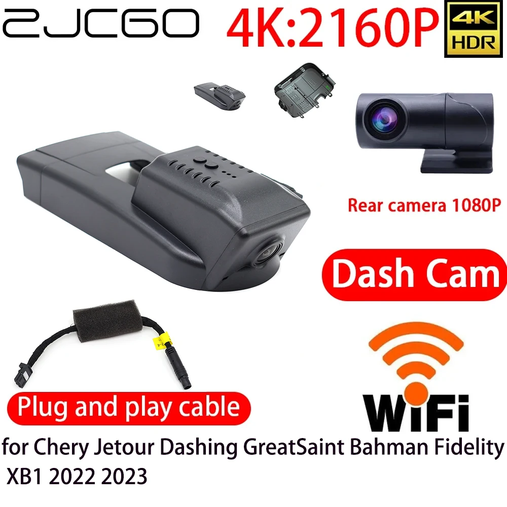 ZJCGO 4K DVR Dash Cam Wifi Front Rear Camera 24h Monitor for Chery Jetour Dashing GreatSaint Bahman Fidelity XB1 2022 2023