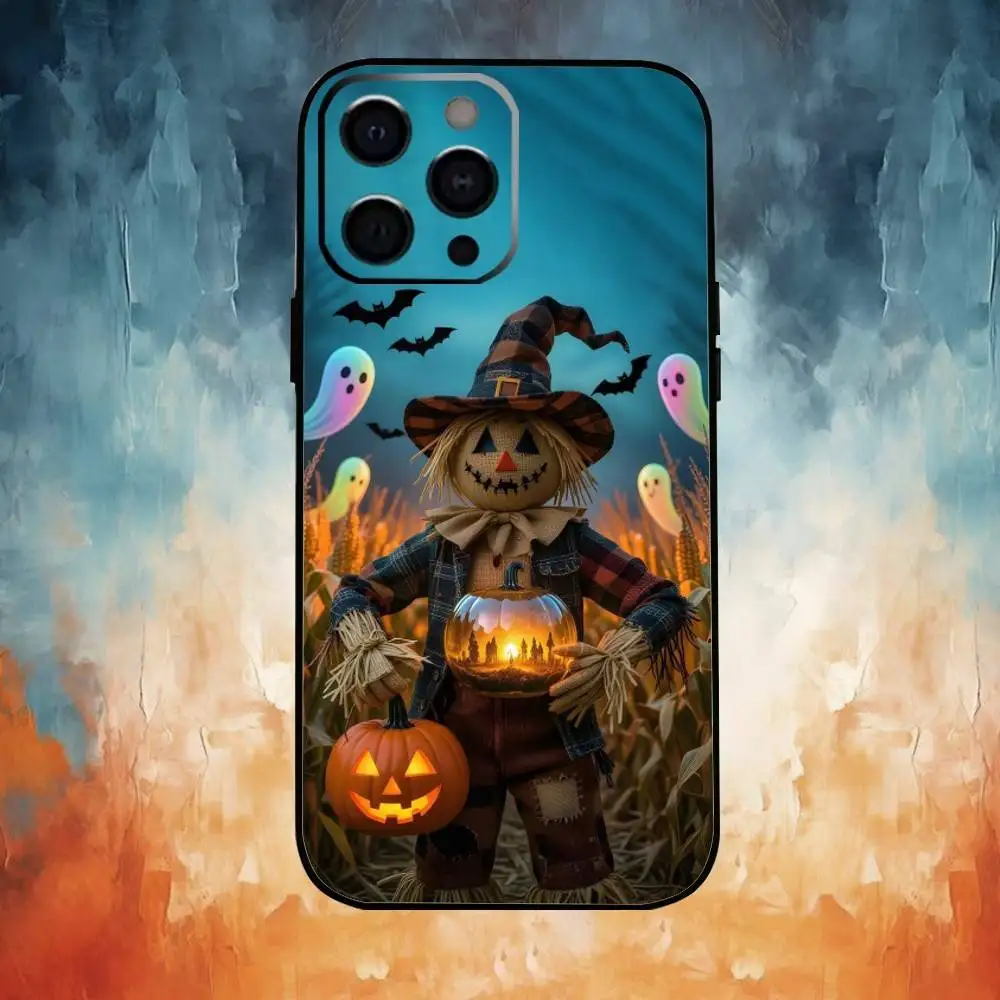 The Pumpkin Phone Case For iPhone17,16,15,14,13,12,11 Plus,Pro Max Soft Black Cover
