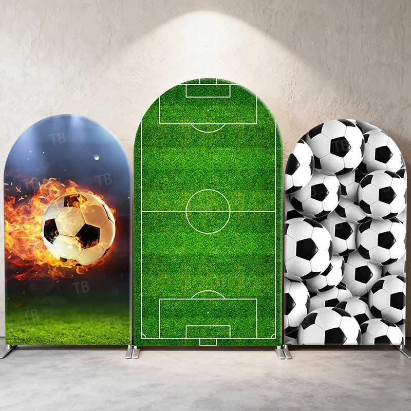 

Soccer Arch Backdrop Cover Football Field & Soccer Ball Theme for Sports Party,Birthday Decoration & Photography Background Wall