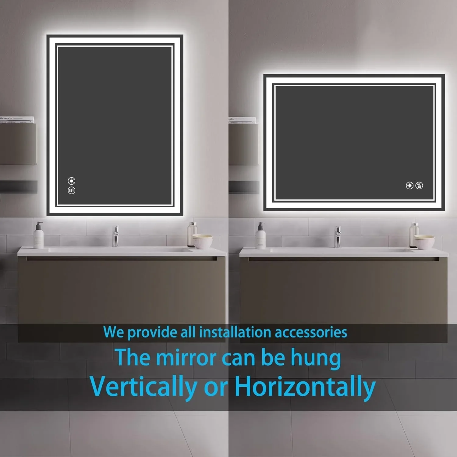 Mirror Fogless Bathroom Mirror with LED Lights Dimmable 3 Colors Front and Backlit LED Mirror for Bathroom Vanity Mirror with