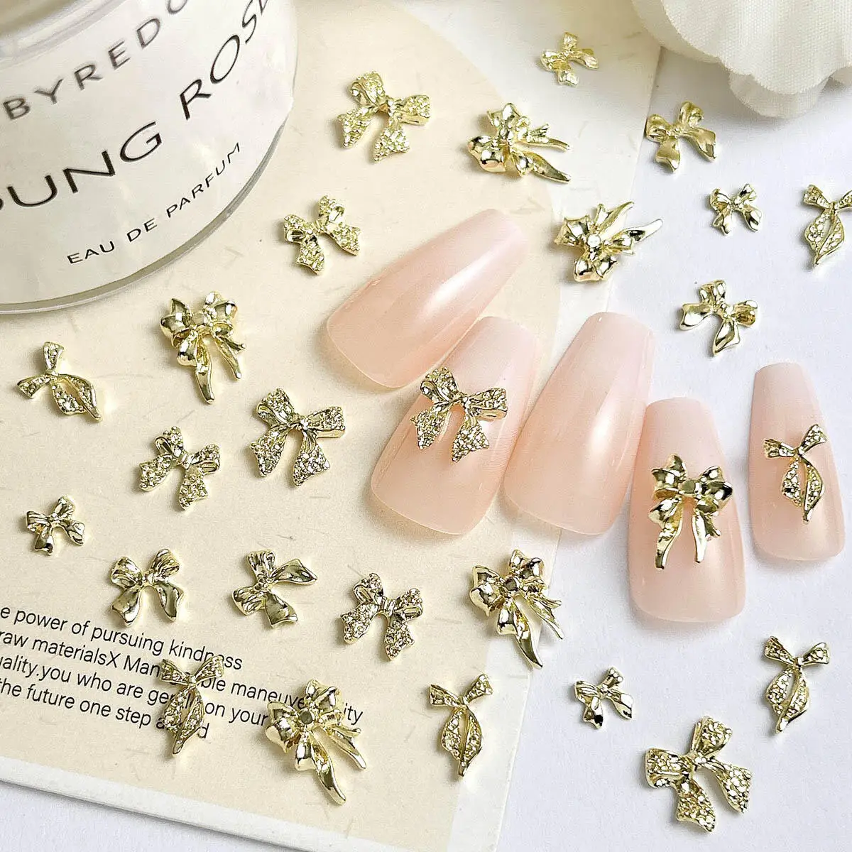 10PCS 3D Creative Ribbon Bowknots Alloy Nail Charms Shining Tricolors Irregular Bows Series Nail Art Decorations for DIY Nails