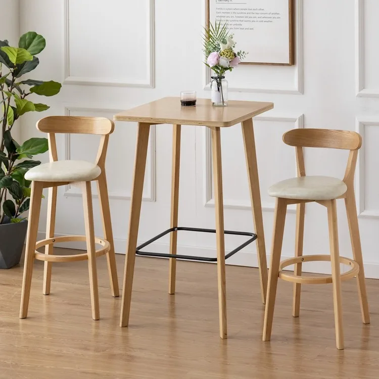 

Квадратный барный стол из цельного дерева, коммерческий балкон, приподнятая платформа, барный стол на стене, кофейная мебель для пожилых людей Mesa FYBT