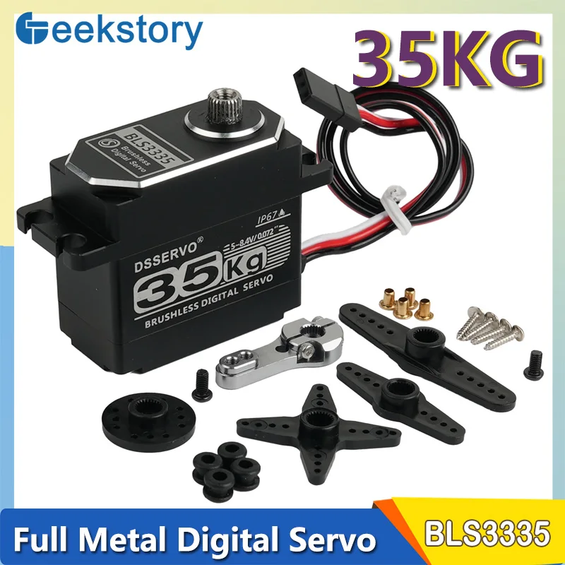 Servo sterzo digitale ad albero singolo interamente in metallo BLS3335 da 35 kg 8,4 V 180 ° /270 ° /360 °   Parti del motore brushless con ingranaggi in acciaio per auto robot