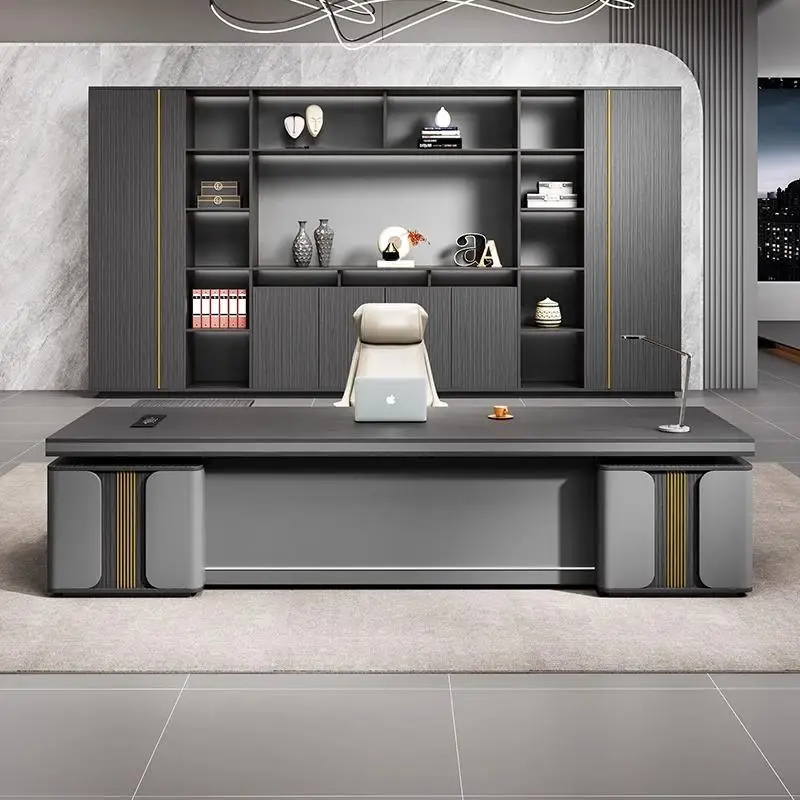 Decoración de ordenador Escritorio de Oficina Estético Minimalista recepción Escritorio de Oficina ejecutivo en forma de L Escritorio Oficina muebles de Oficina