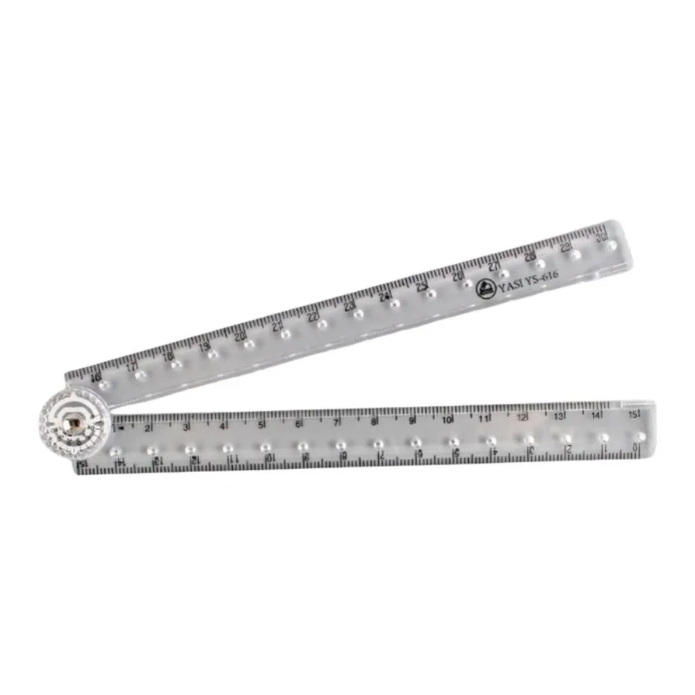 Creative Portable Acrylic Ruler Transparent Straight Edge Plastic Ruler Lightweight 30cm Length Folding Ruler School Use
