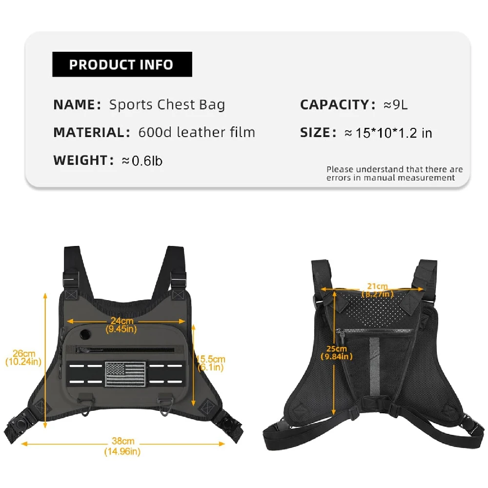 Sports Chest Bag For Men Women Water-Resistant Lightweight Built-In Phone Pouch For Running Cycling Gym Commuting Multi-Use