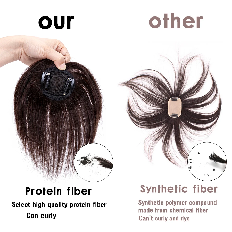 Alileader Real Hair Hairpieces With Bangs 2Clip In Hair Extensions Synthetic Fake Hairpieces Heat Resistant Fiber For Women