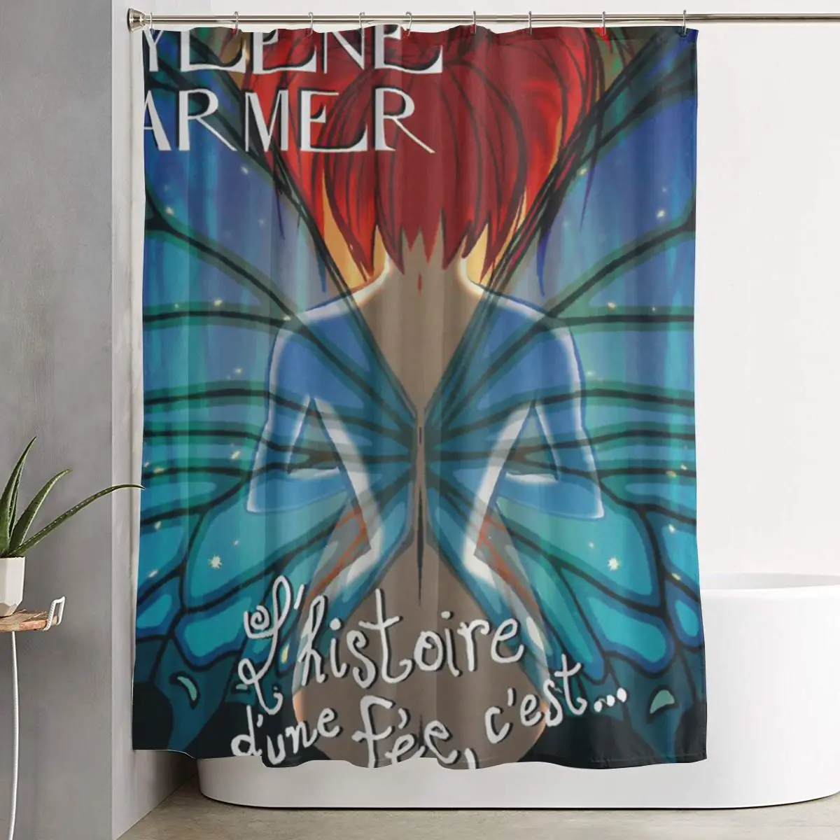 

Mylene Farmer French Singer Shower Curtain Bathroom Polyester Waterproof Bath Curtains with Hooks