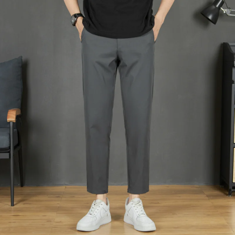 

2024 Summer New Suit Pants Men's Straight Leg Casual Small Feet Korean Edition Trendy Street Versatile Business cropped pants