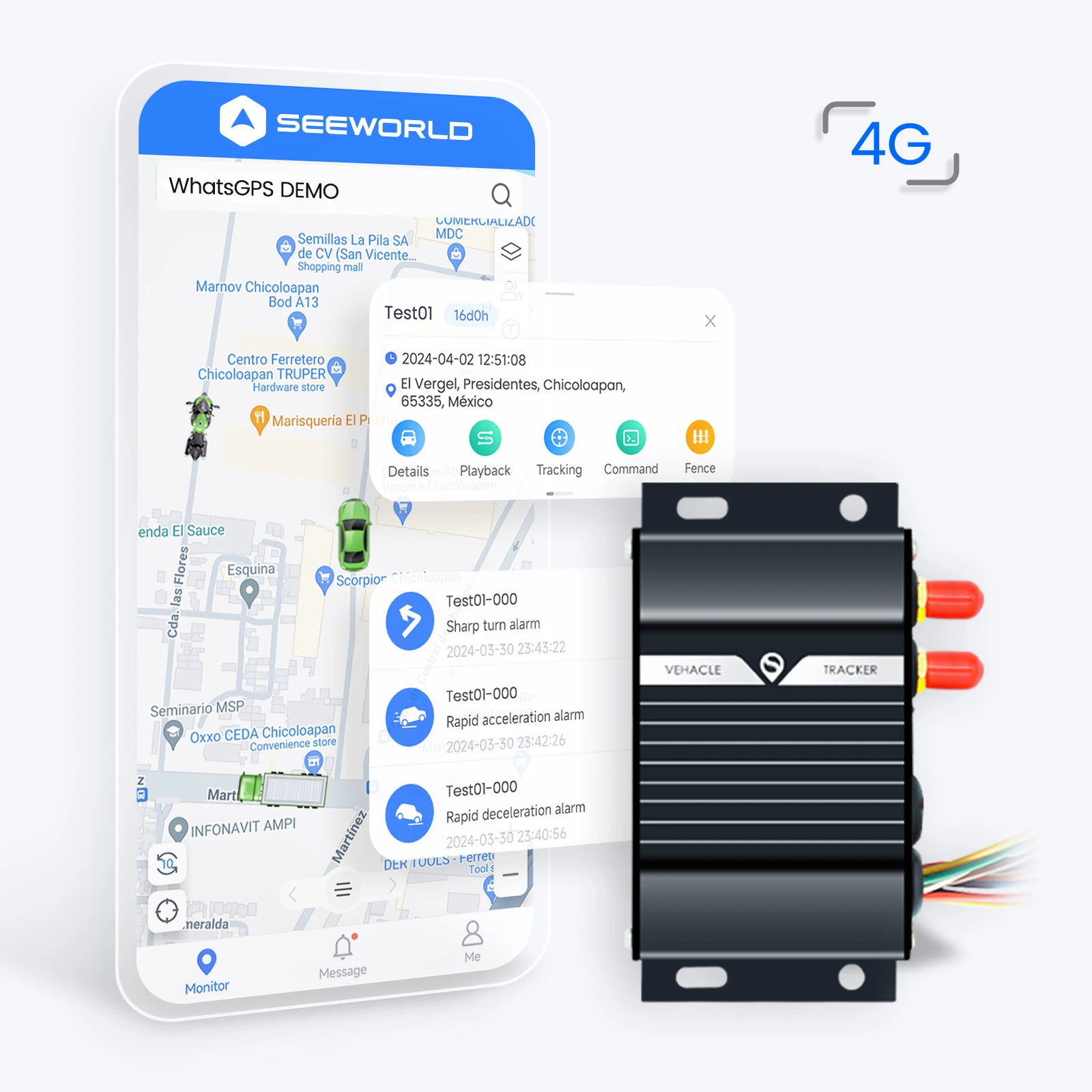 SEEWORLD Vehicle Tracking GPS Car Tracker S208L Tracker CE FCC Rohs With Fuel Sensor For Trucks