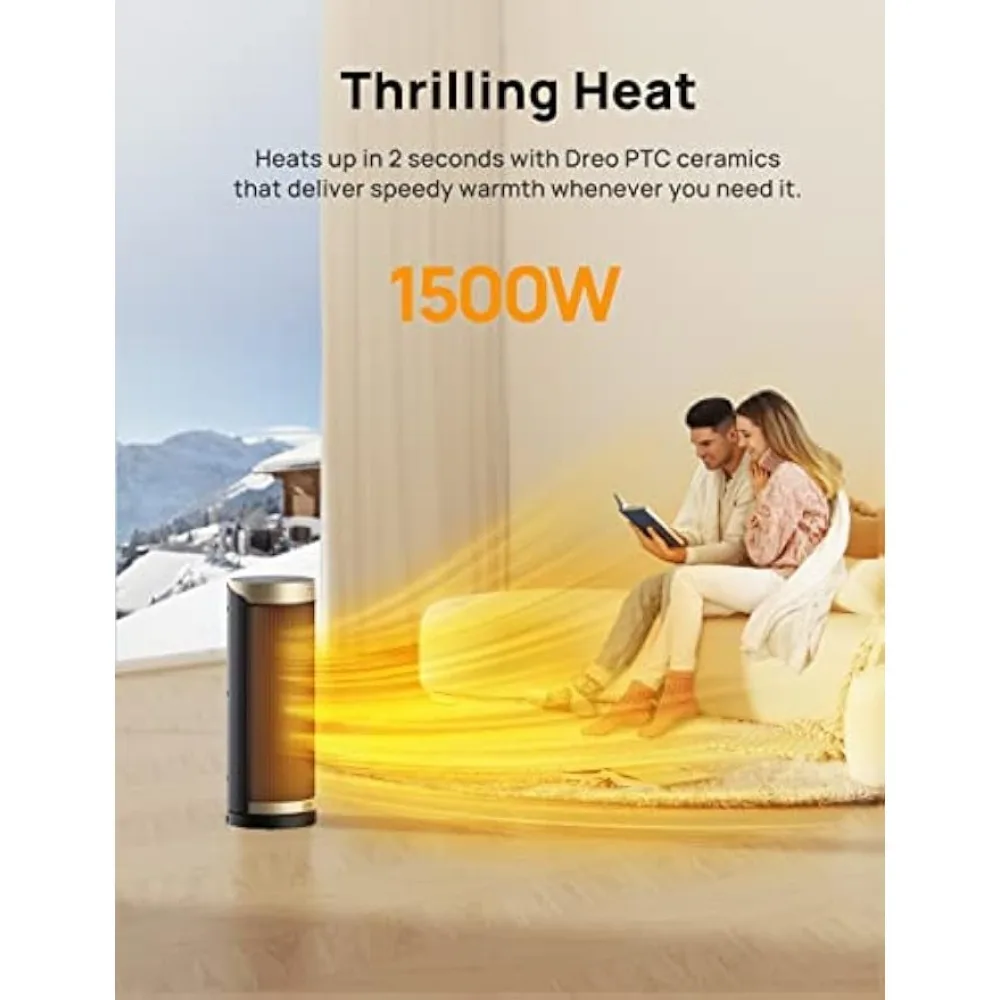 Dreo Space Heater, Portable Electric Heaters for Indoor Use, 70° Oscillation, 12H Time