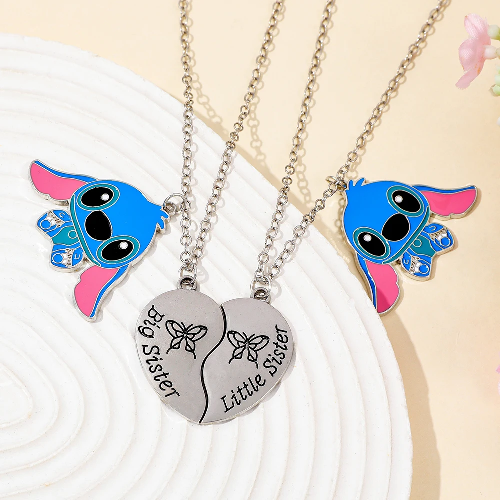 الكرتون غرزة الحب الربط قلادة قلادة رسالة BigStitch LittleStitch تصميم لطيف هدية لأفضل الأصدقاء #5